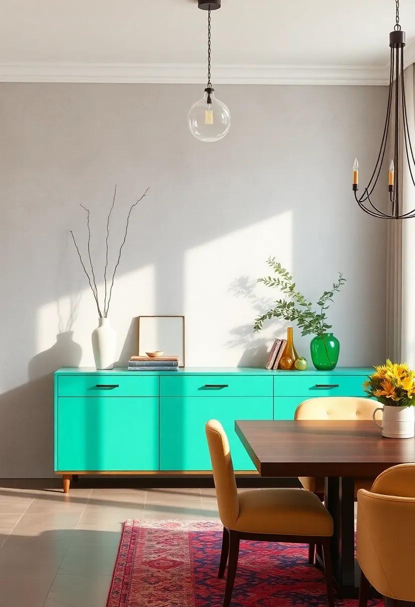 Colorful‍ Contrast: Pair a bright sideboard with neutral walls‍ for a refreshing pop of color that energizes ‍the room