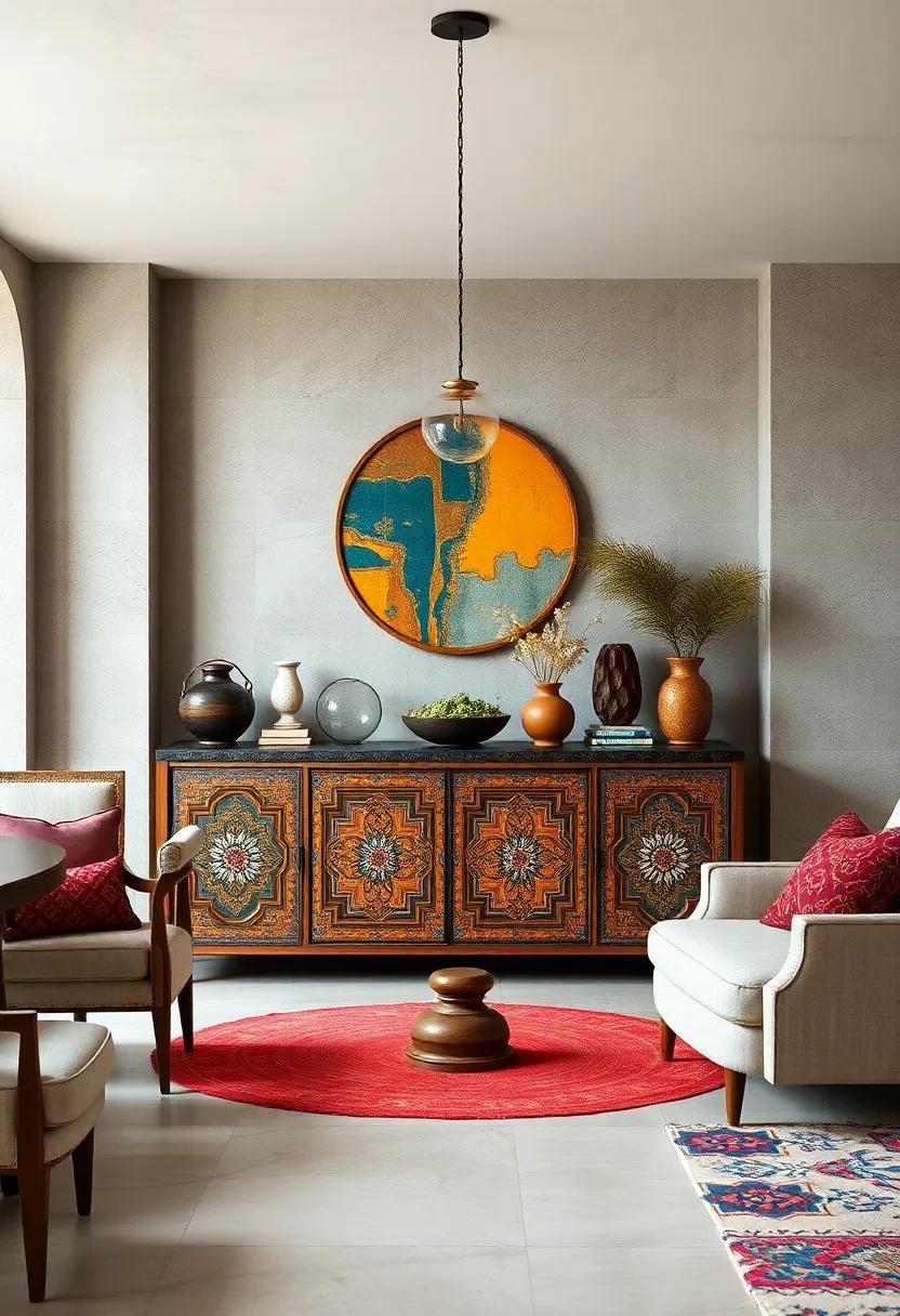 Bohemian bliss:⁤ Select‌ an ornate sideboard adorned with colorful⁢ patterns ‍and ⁣textures,bringing ⁤a carefree,artistic flair to your space