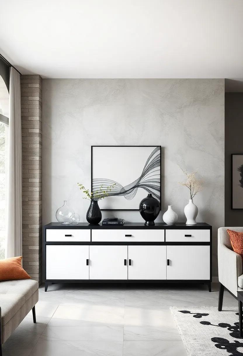 Monochrome magic: Explore⁣ a black and ⁣white ​sideboard that adds⁢ sophistication while complementing various décor styles