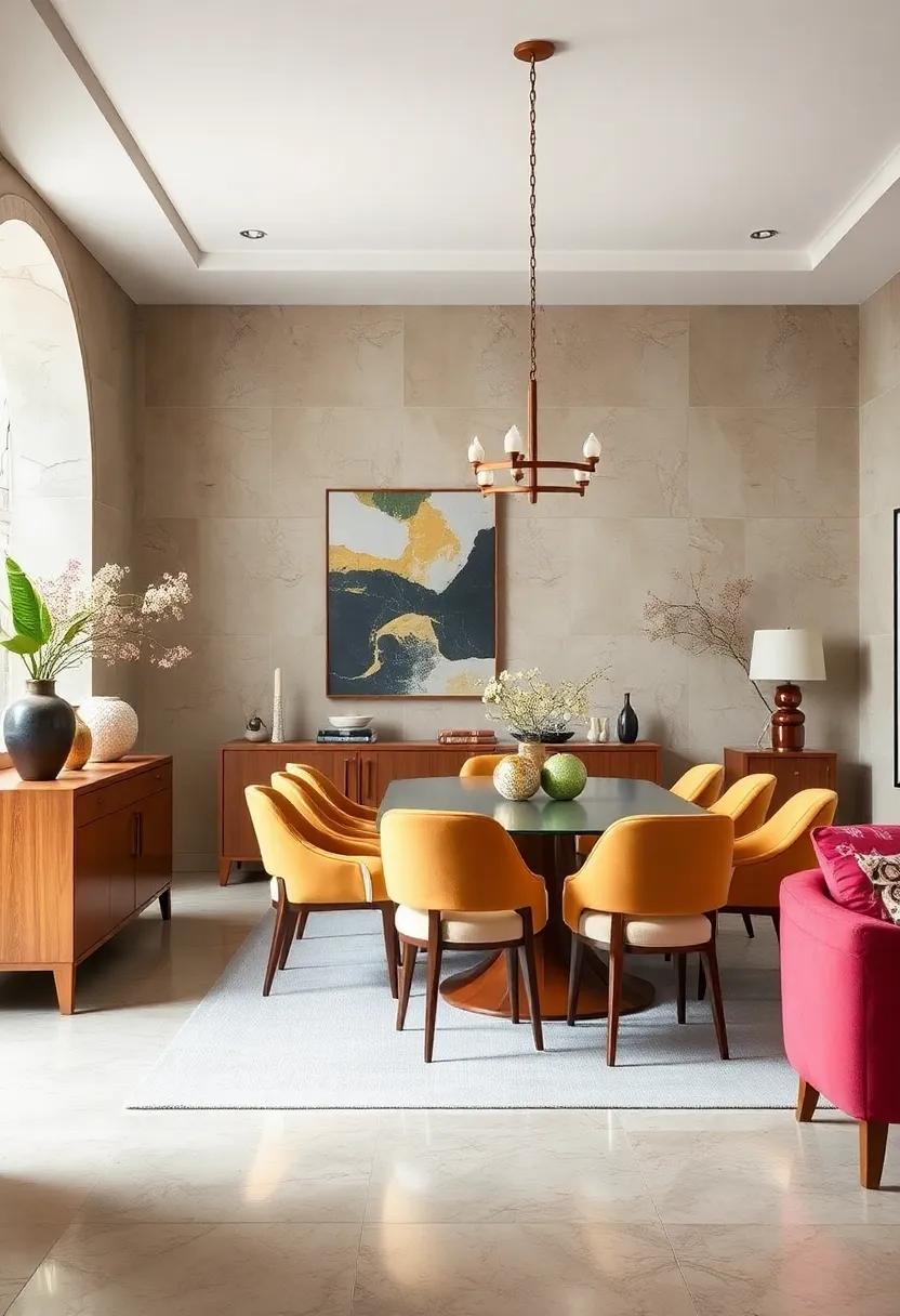 Retro⁢ Revival: Dive into mid-century modern designs ⁢with tapered⁣ legs and vibrant upholstery, bringing a nostalgic touch to your dining room