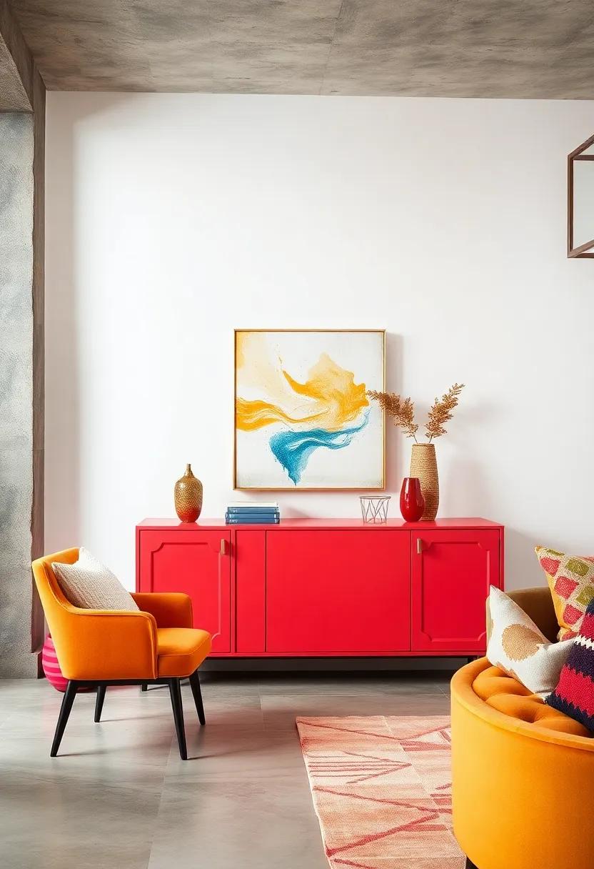 Bold⁣ and Bright: Make a statement with a ‍vibrant, painted sideboard that‍ serves as a focal point and conversation‍ starter