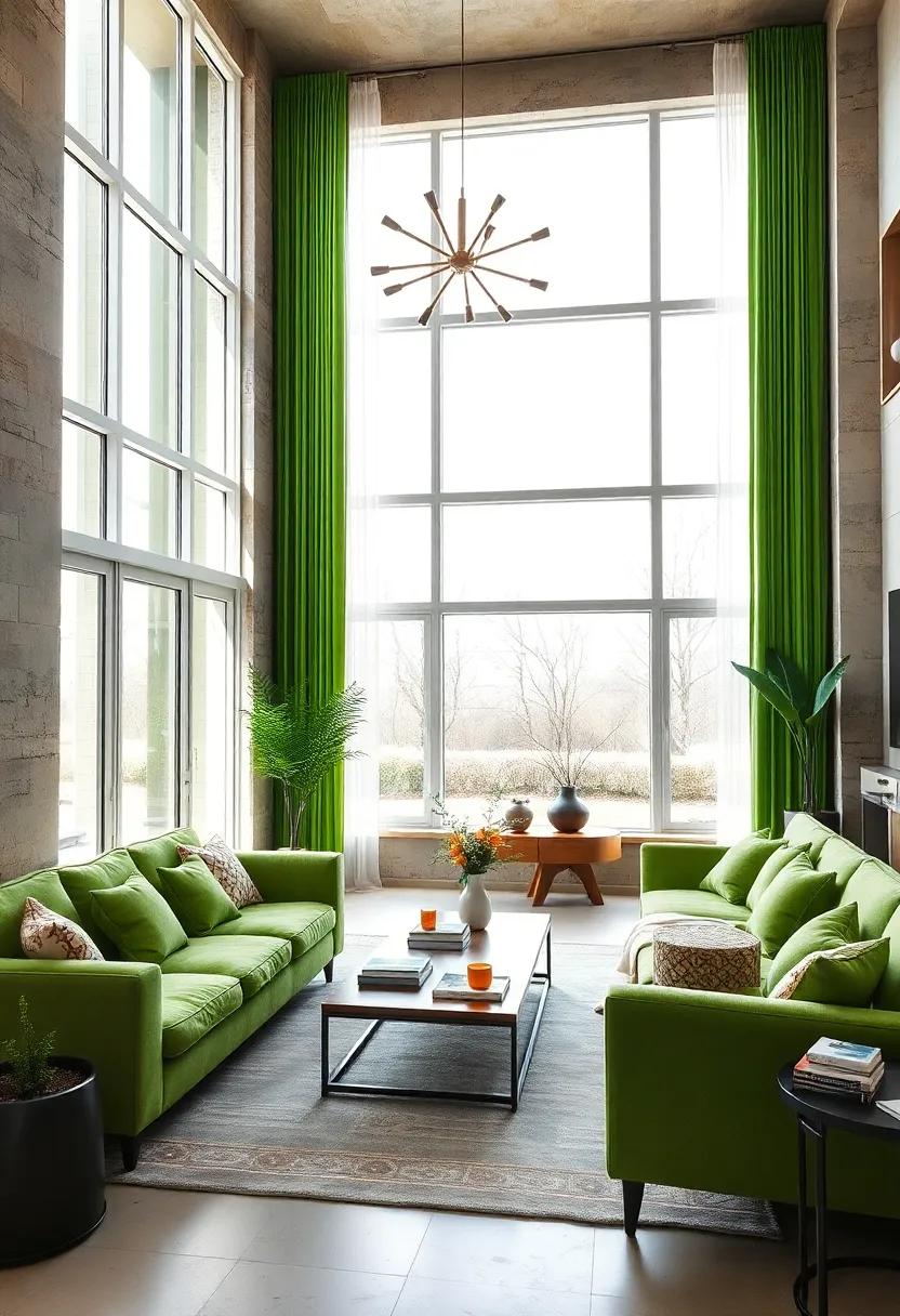 Use Green ⁤Curtains to Frame Large Windows Fabulously