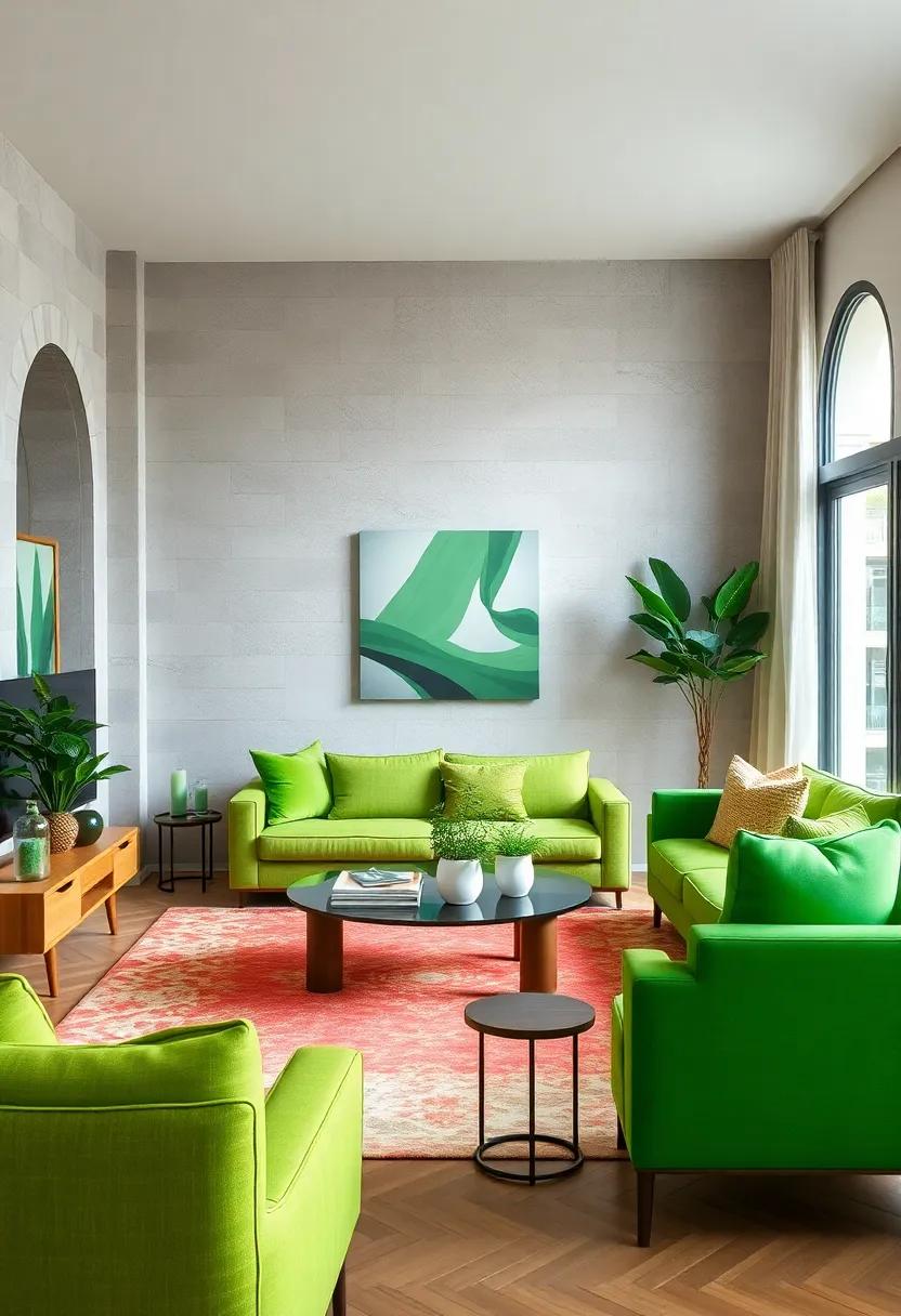 Opt for Bright Green Throw ⁣Pillows on a Neutral Couch