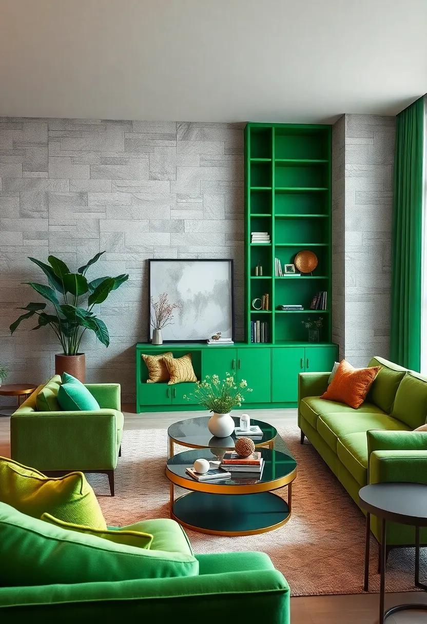 Showcase a Statement Green Bookcase as a Focal Point