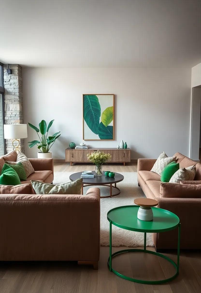Balance heavy Furniture with Lightweight Green Side‌ Tables