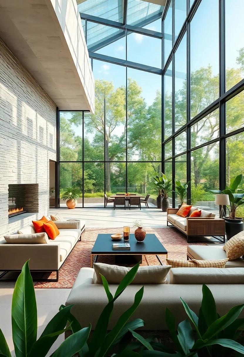 Embracing Nature: A seamless integration of indoor and outdoor living through expansive floor-to-ceiling windows that invite the outside in