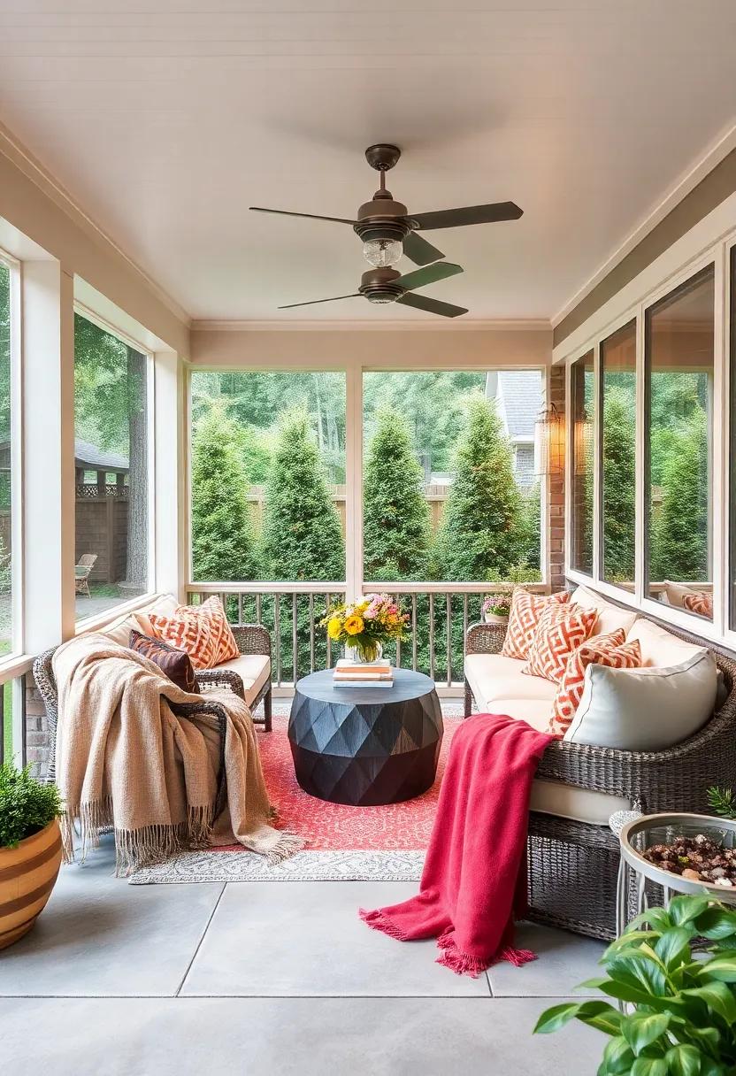 cozy Throws: Keep soft, cozy blankets draped over the seating for an extra layer of warmth during cooler evenings