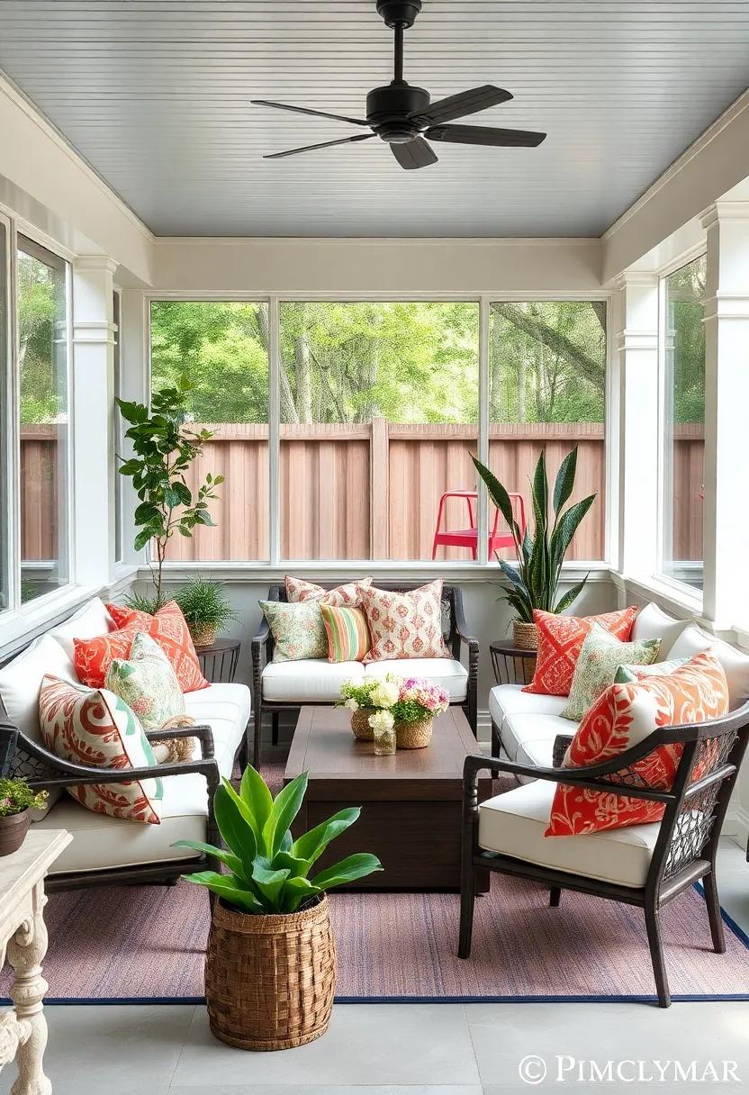 Colorful Pillows: Mix and match vibrant throw pillows in various patterns to infuse personality and comfort into your seating area