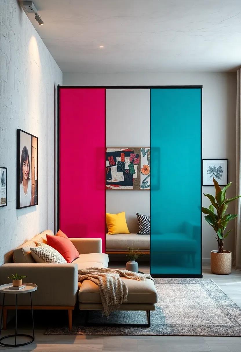 Colorful Room Divider: For shared spaces, use a room divider that allows for privacy while adding a splash of design