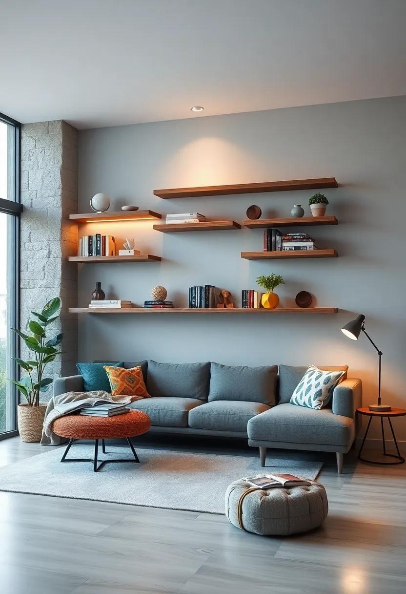 Customized Shelves: Create unique storage solutions with floating shelves that hold books, trophies, or decor items