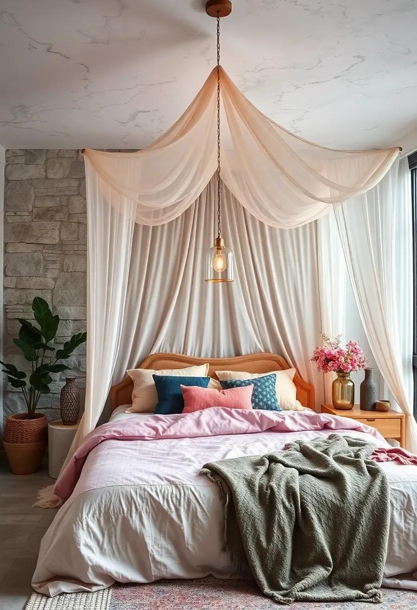Dreamy Canopy: Create a whimsical retreat over the bed with a flowy canopy that adds a touch of enchantment to the space