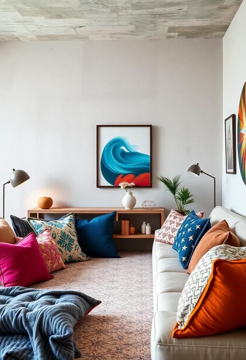 Funky Throw Pillows: Inject some personality into the decor with colorful and textured throw pillows that add comfort and style