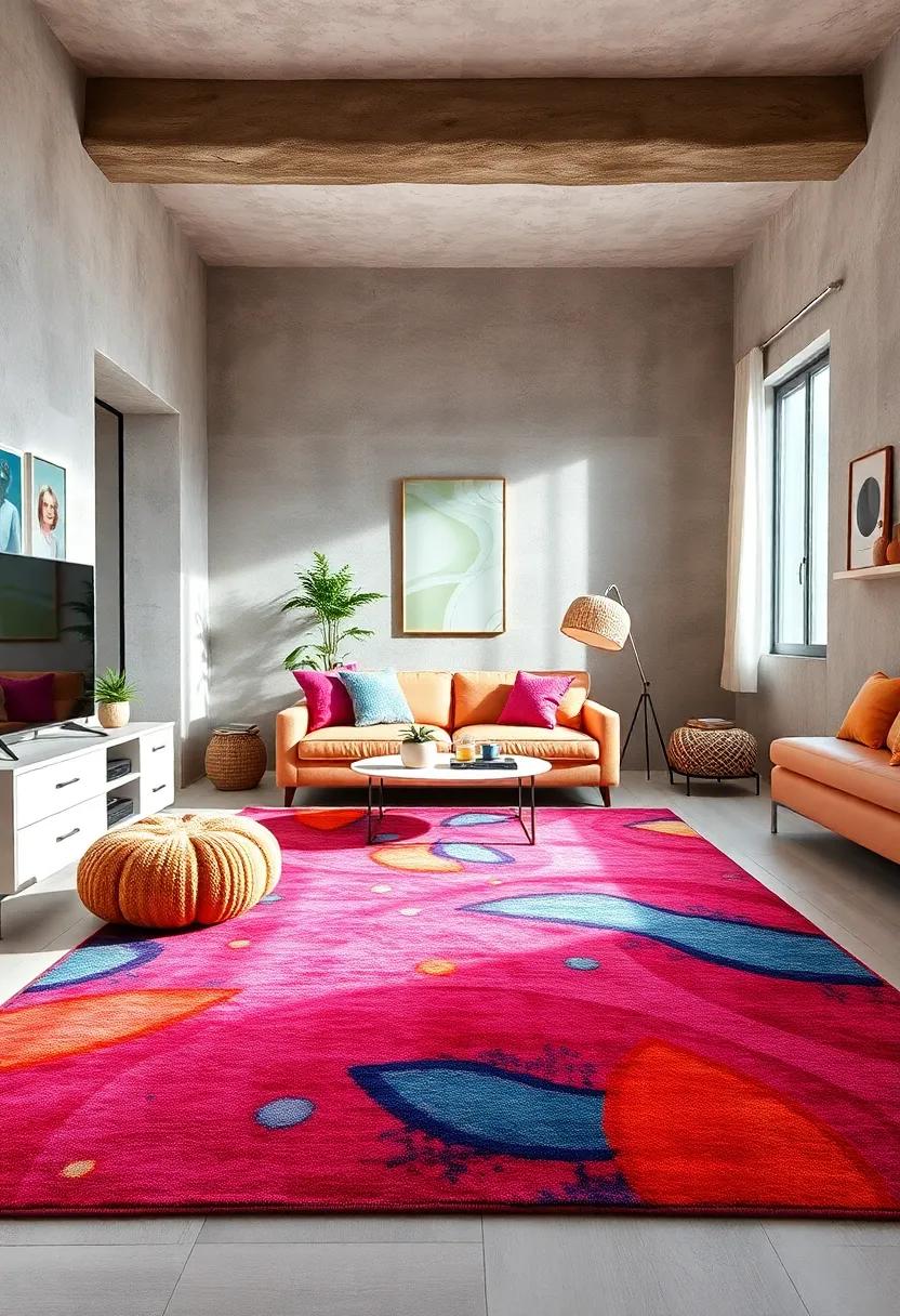 Vibrant Area Rug: Add a splash of color and comfort underfoot with a trendy area rug that ties the whole room together
