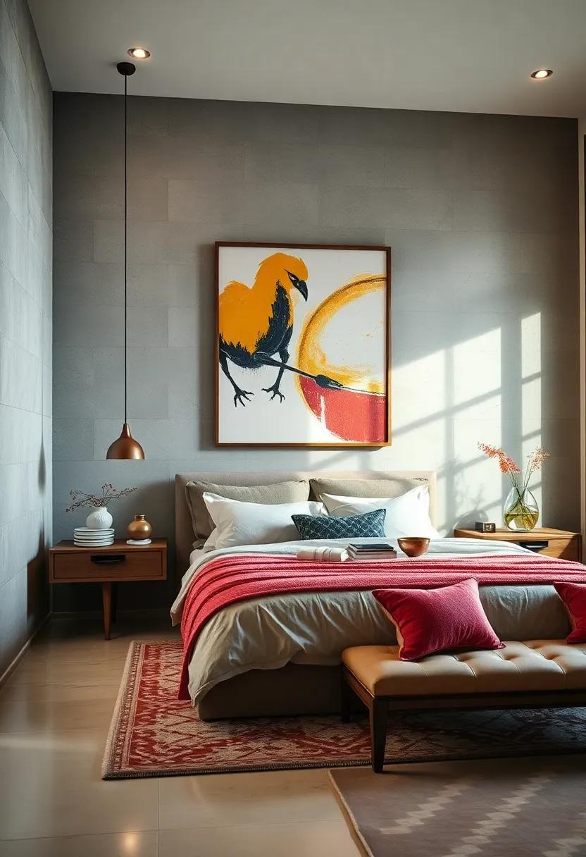 Artful Wall Decor: hang oversized art pieces or a series of smaller works that resonate with your personal style for a focal point