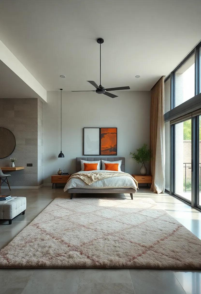 Cozy Area Rugs: Add warmth underfoot with a plush area rug that complements your bedding and furnishings