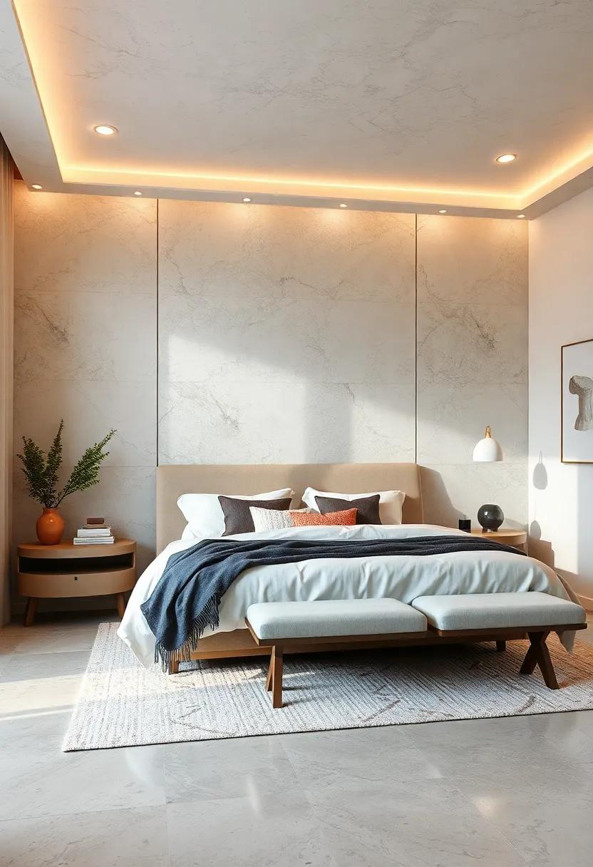 Embrace Neutral Palettes: Start with a soothing blend of soft beiges, whites, and grays to create a calm foundation for your bedroom
