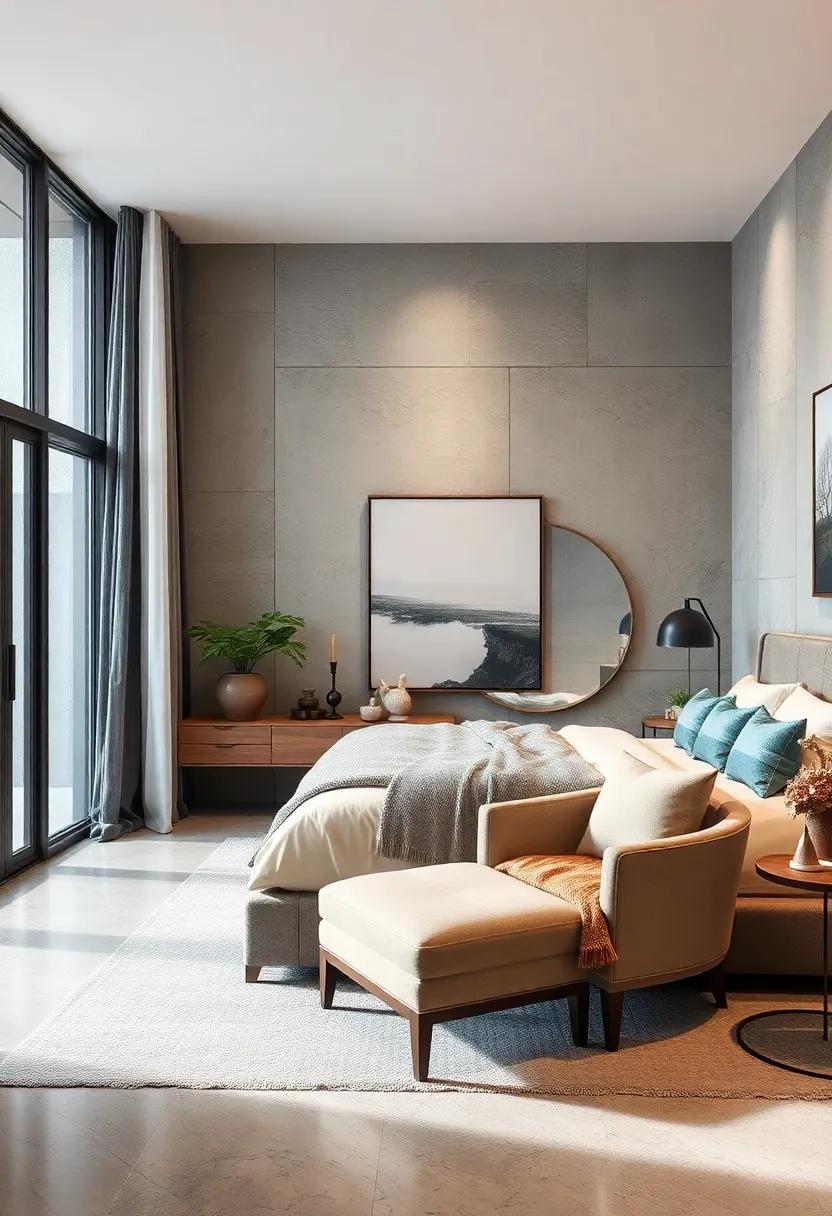 Feature Seating: Create a cozy nook with a chic armchair or chaise lounge,offering a perfect spot for reading or relaxation