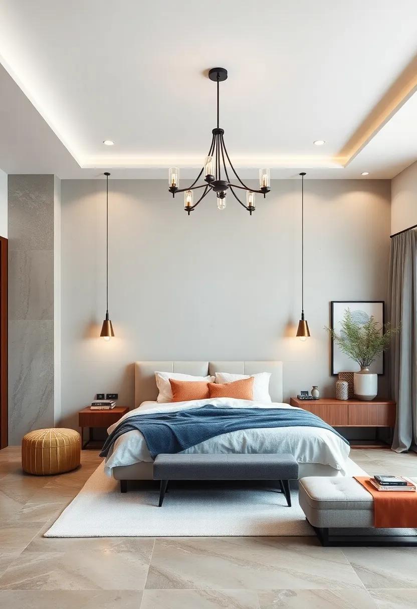 Statement Lighting: Choose a striking chandelier or unique pendant lights that merge function with artistic flair for visual impact