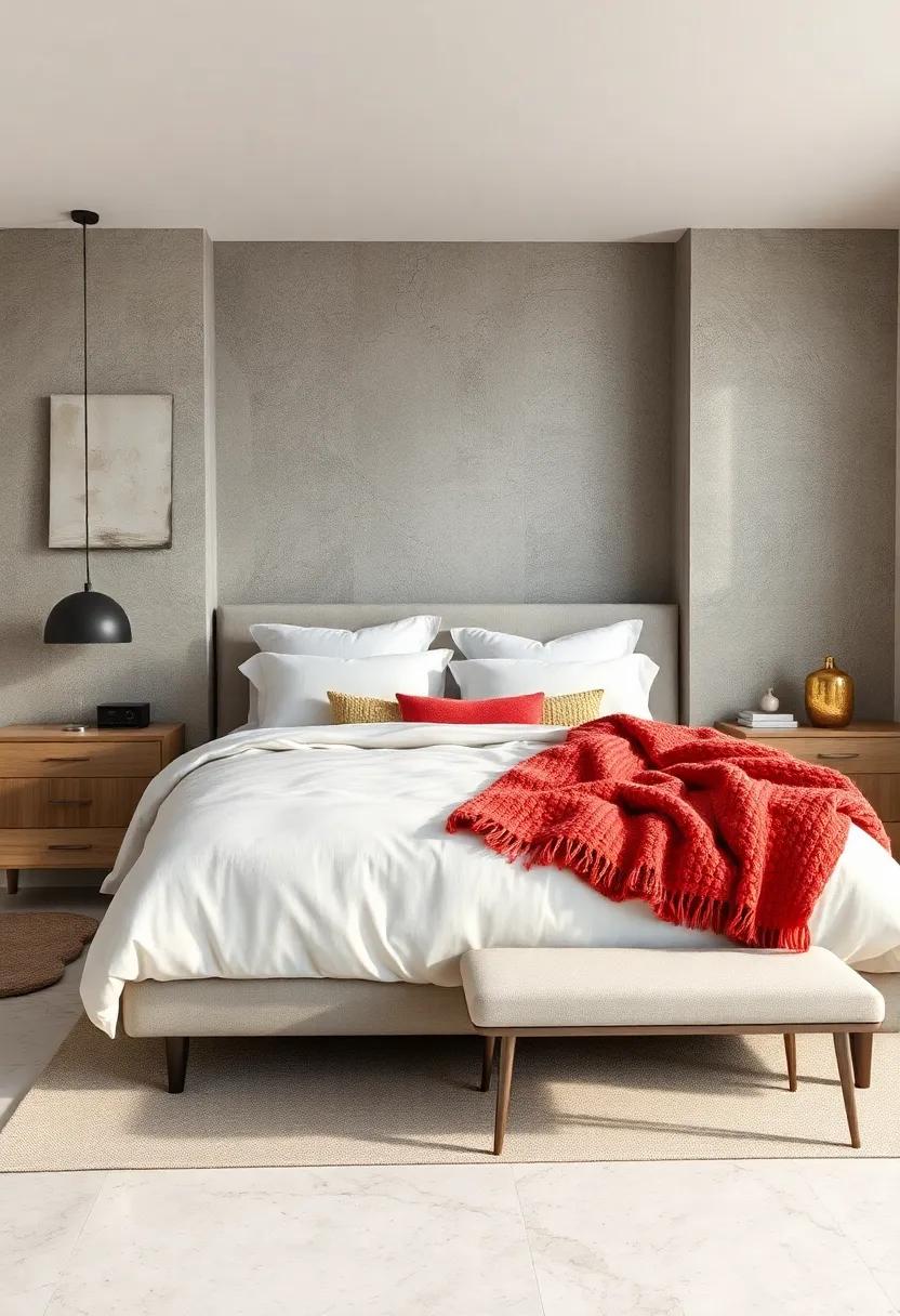 Textured Throws: Drape a chunky knit or soft faux fur throw over the bed for an instant dose of warmth and coziness