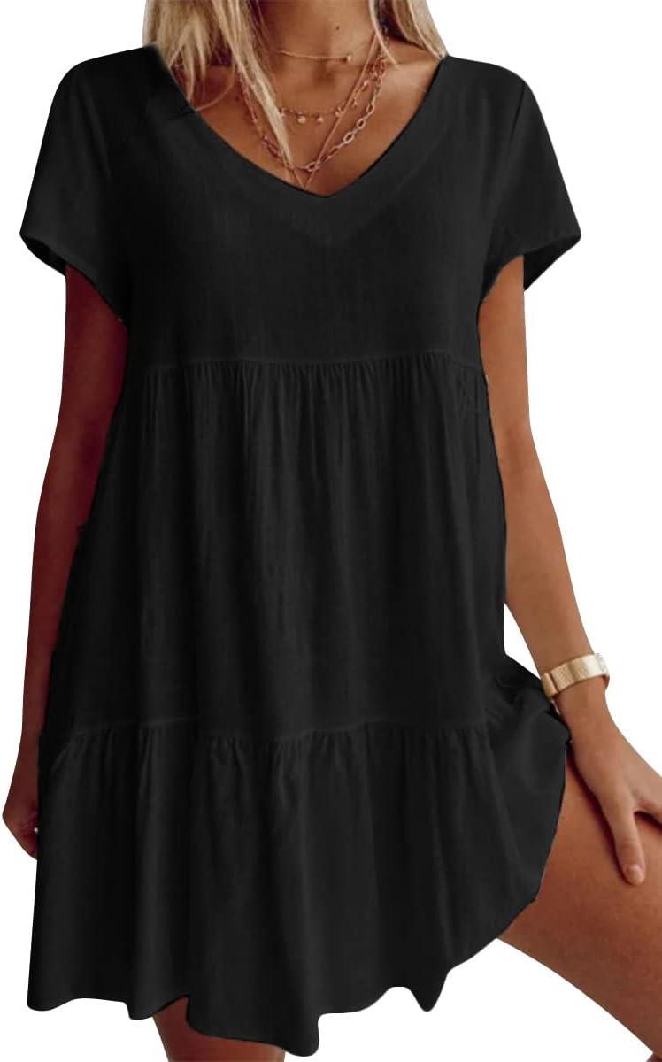 Our Honest Take on the Fangetey Black V-Neck Summer Tunic Dress