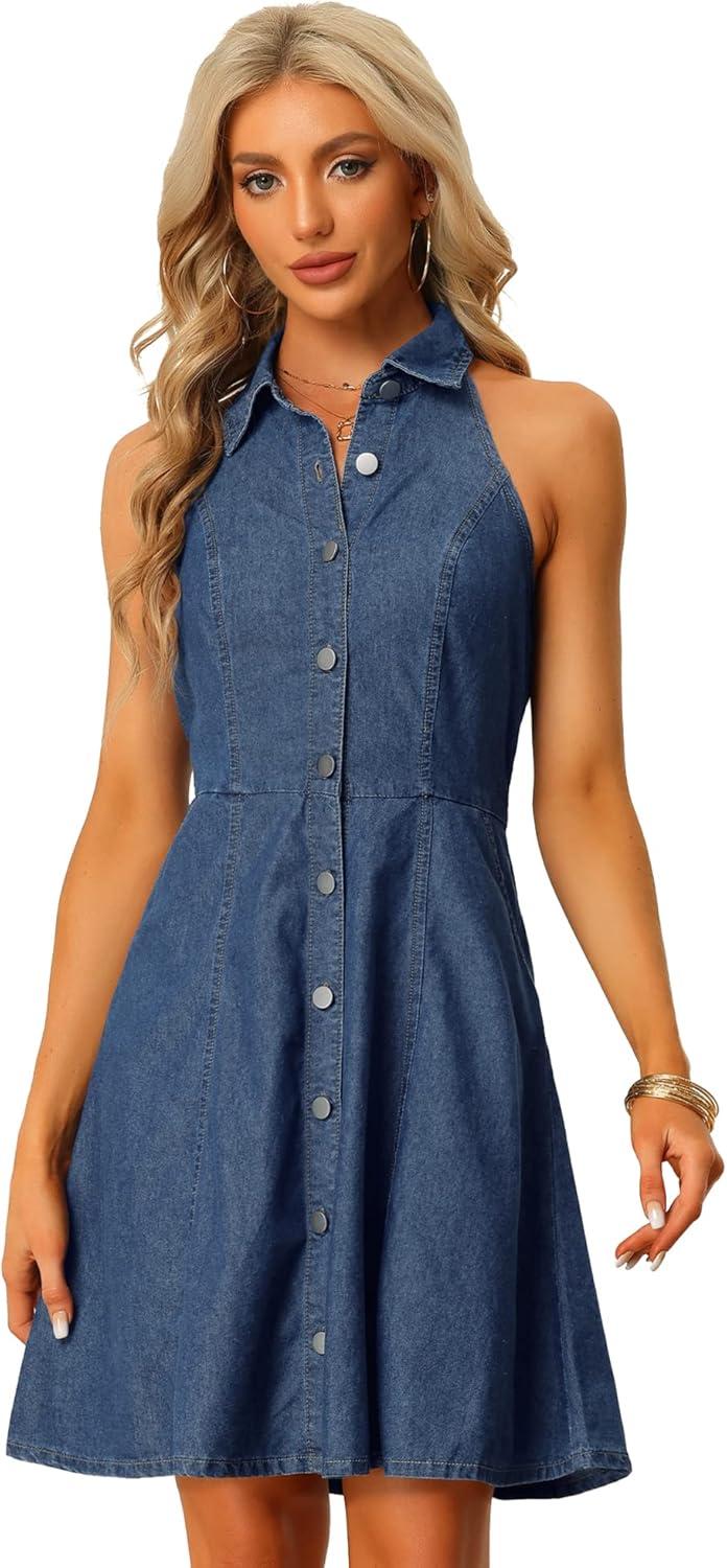 Our Take on the Lightweight Allegra K Denim Halter Dress