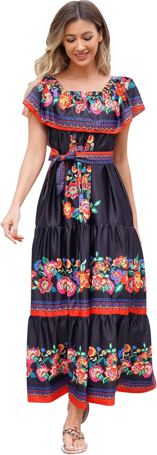Our Take on the Mexican Off-Shoulder Floral Maxi Dress for Summer Fun