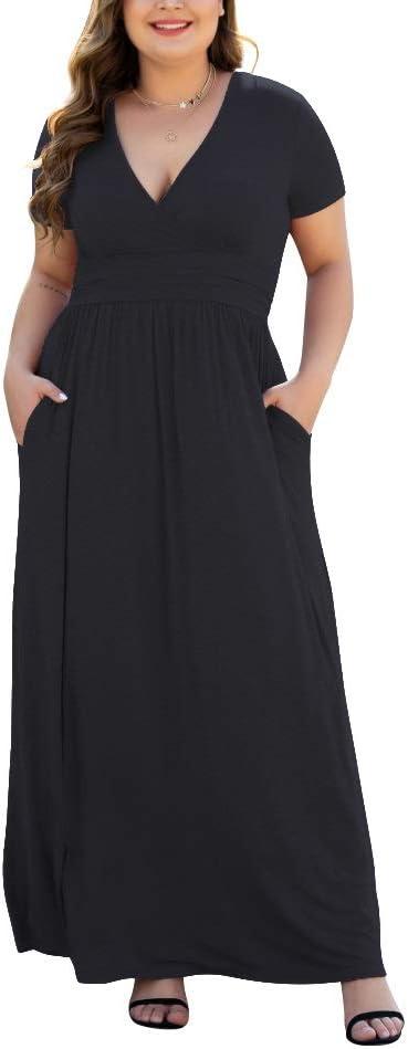 Why We Love the Women’s Plus Size V-Neck Maxi Dress with Pockets
