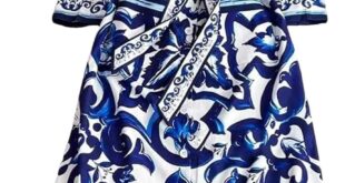 Why We Love the Generic Print Notched Neck Long Dress