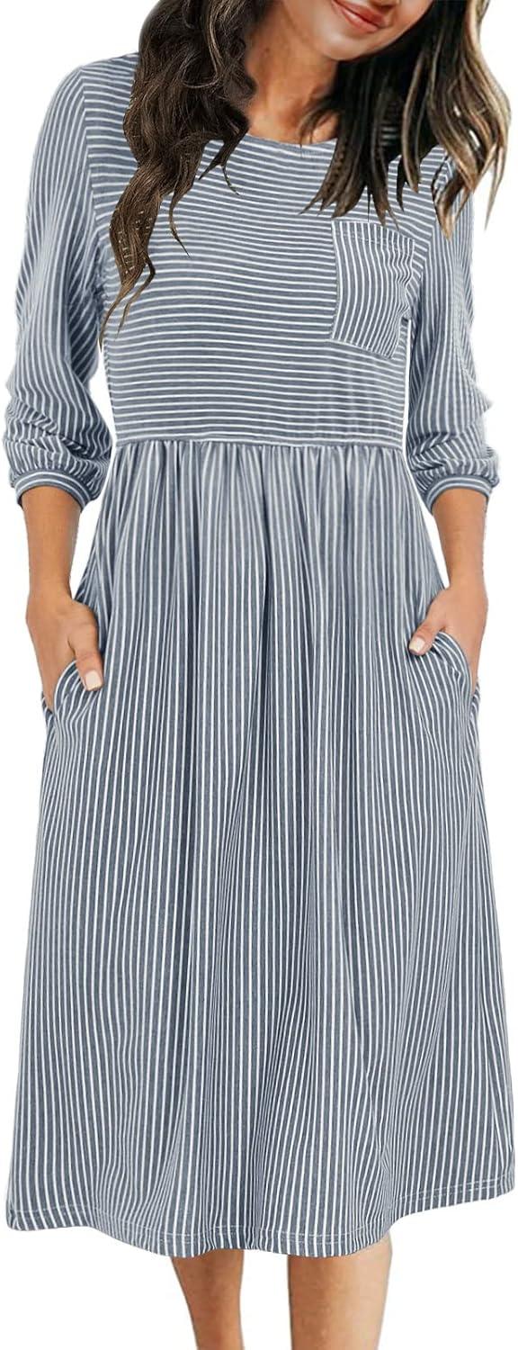 Why We Love the MEROKEETY Striped Midi Dress with Pockets