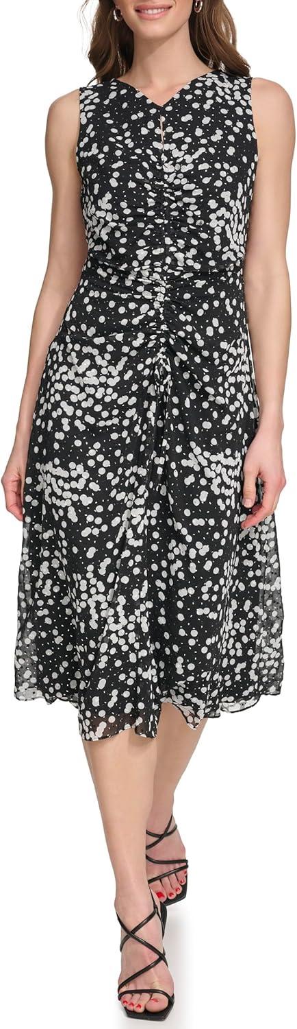 Our Honest Take on the DKNY Printed Ruched Sleeveless Dress