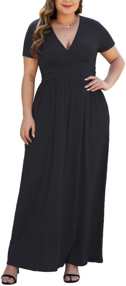 Why We Love the Women's Plus Size V-Neck Maxi Dress with pockets
