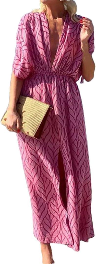 How We felt Wearing the Women's V-Neck Geometric Long Dress