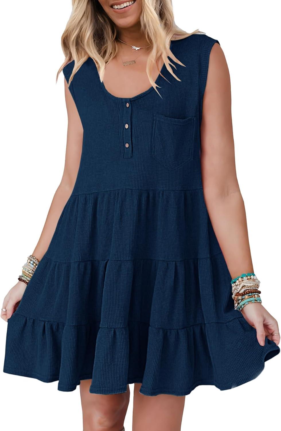 Why We Love Ferlema's Navy Blue Sleeveless Summer Mini dress