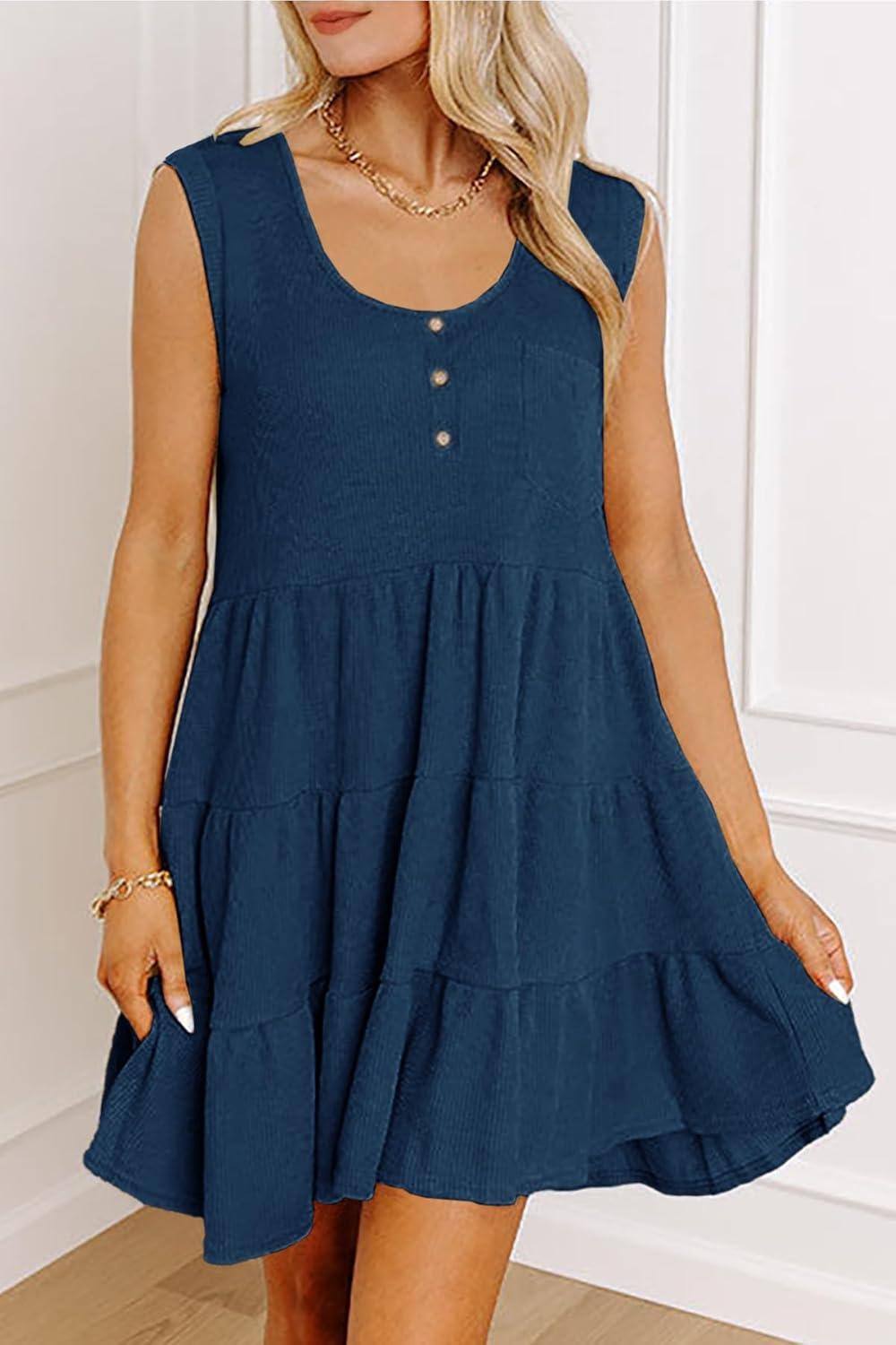 Why We Love Ferlema's Navy Blue Sleeveless Summer Mini‌ Dress