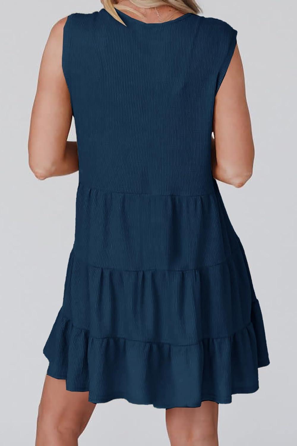 Why We Love Ferlema's Navy ⁢Blue Sleeveless Summer Mini Dress