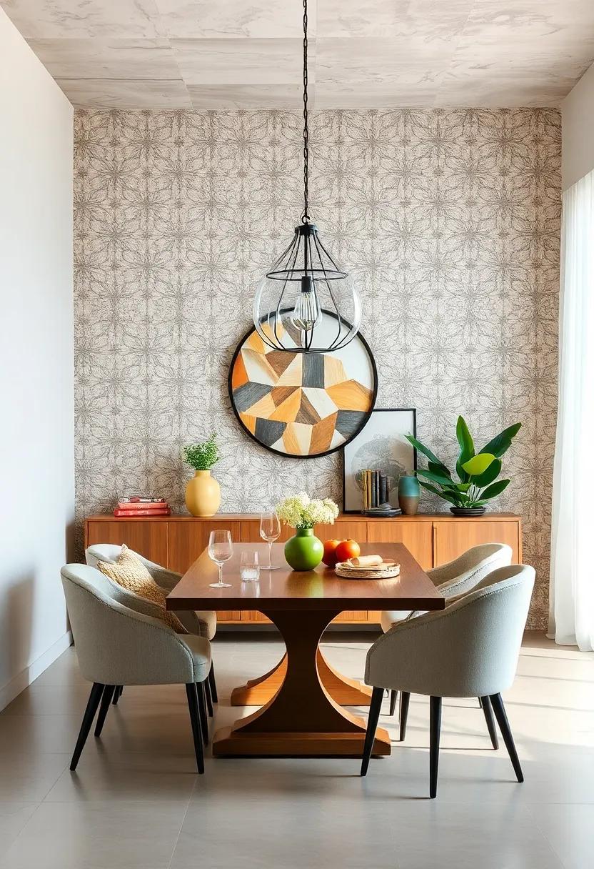 Use ​removable ‍wallpaper:⁣ Bring life to​ your ⁢dining ‍space by applying removable ​wallpaper in‌ a⁢ trendy⁢ pattern to‌ create an accent ‍wall