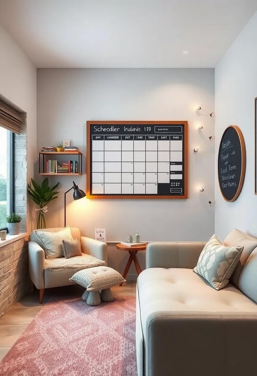Scheduler board: Incorporate a chalkboard or whiteboard to jot down reading goals or book recommendations