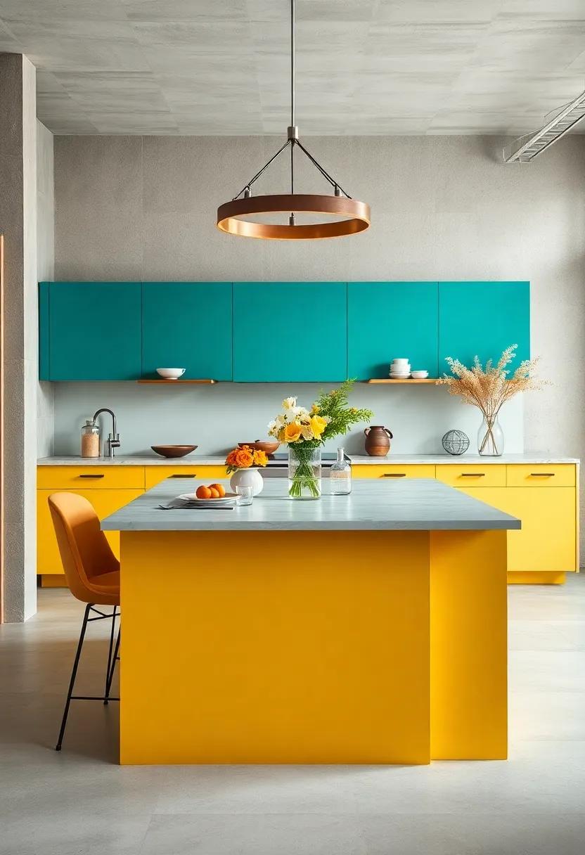 Bold Color Pop: Paint your ⁢kitchen island in a ⁢vibrant hue, such as deep teal or mustard yellow, to make ‌a statement while offering an inviting spot⁤ for casual meals