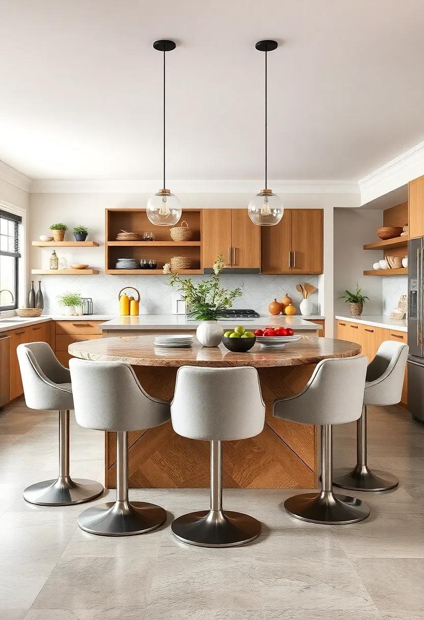 Chic‌ swivel stools: Use stylish swivel seats that allow for easy movement and conversation, perfect for ⁤gatherings around ⁢the island dining area