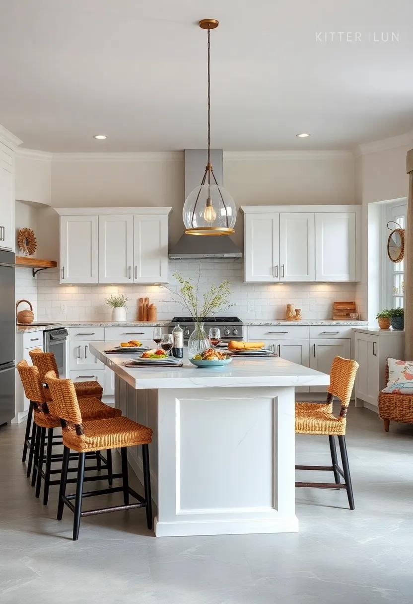 Coastal Inspired: A whitewashed ‌island with natural fiber seating captures a⁣ breezy coastal vibe, ⁤making‌ it the perfect space for enjoying fresh seafood dishes