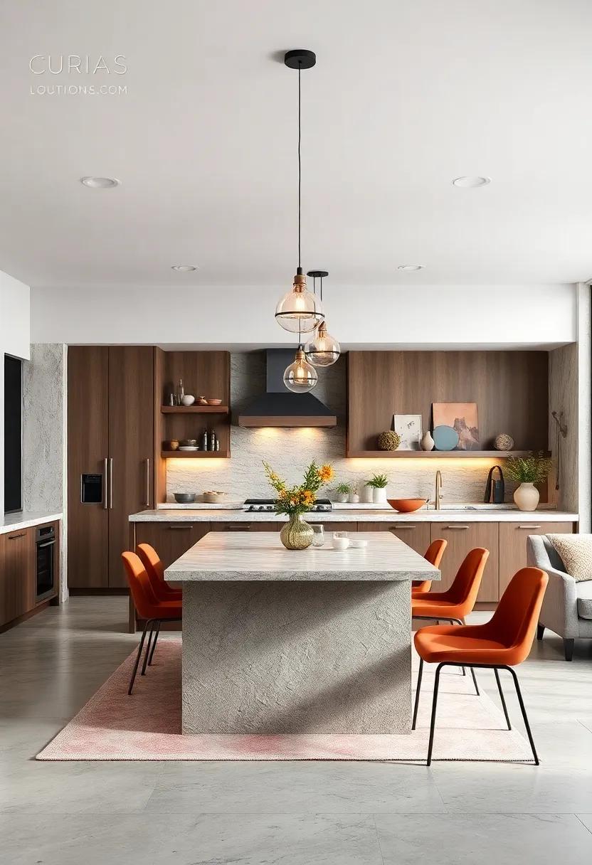 Elegant Lighting: Enhance⁣ your island‍ dining experience with striking pendant lights hanging ⁤above, providing both illumination and a focal point ⁤for‍ the kitchen