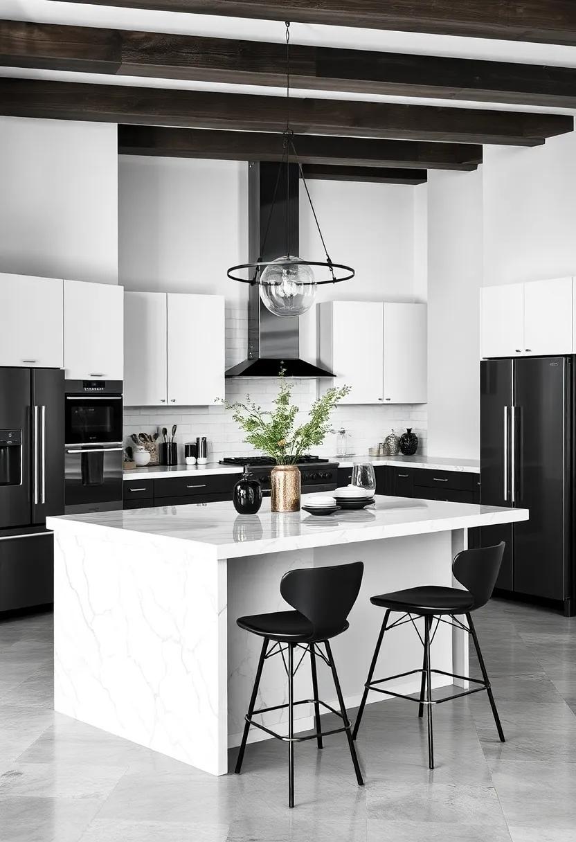 Monochrome Magic: ⁢Create ⁣a ​stylish black-and-white kitchen island that serves as ⁣a chic ⁤dining table, perfect for those seeking a sophisticated, timeless look