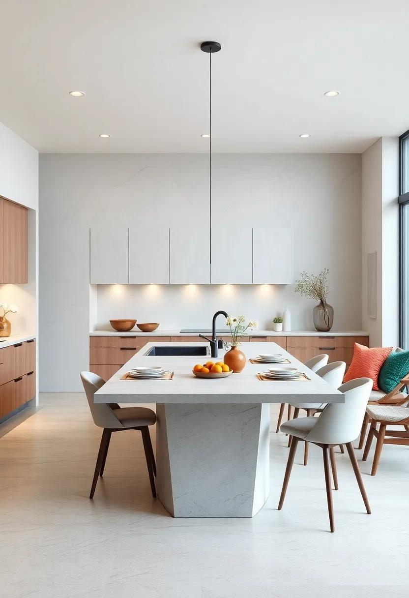 Sleek Modern Lines: Opt‍ for a geometric-shaped island ​with⁢ clean ⁢lines and minimalist décor, creating a modern dining experience that is both functional and visually ​appealing