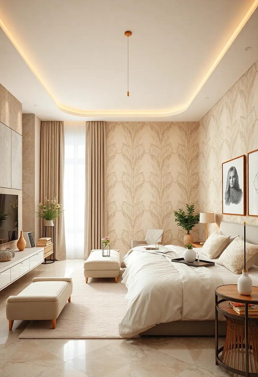 Soft Wall Treatments: Consider wallpaper with delicate beige ‍patterns that enhance the⁢ elegance while adding visual interest