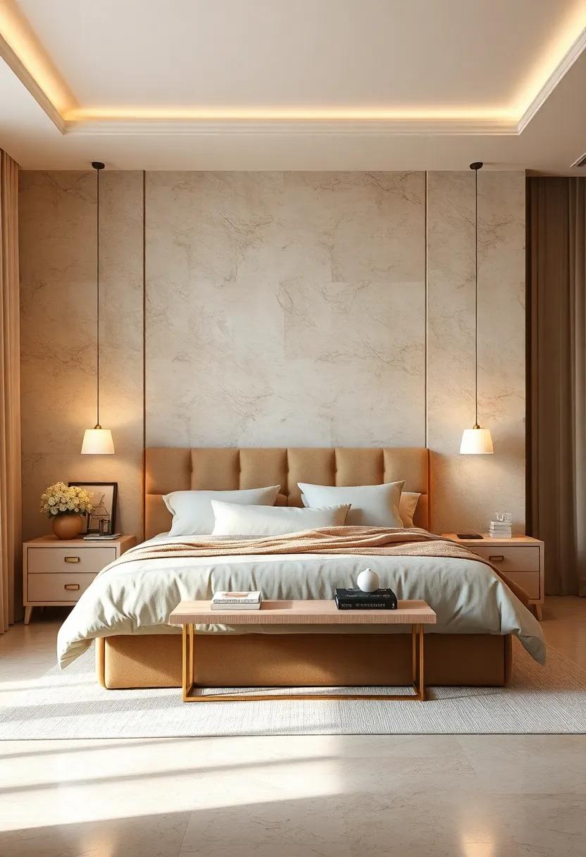 Chic Nightstands: choose minimalist nightstands in ivory or light wood to enhance your color scheme while providing functionality