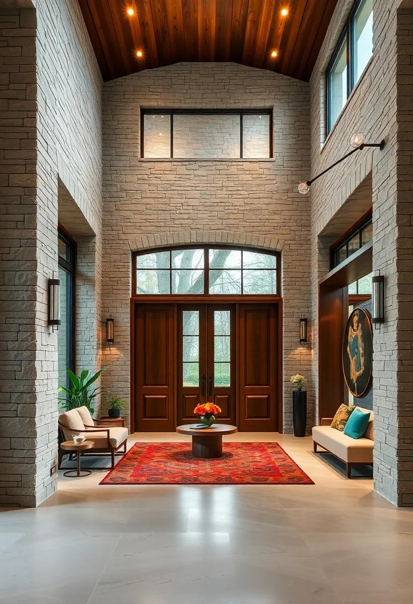 Dramatic Entryways: ​Capture the impact of grand stone-clad entryways paired with wooden doors, ‍leaving a ‍lasting first ⁣impression on guests