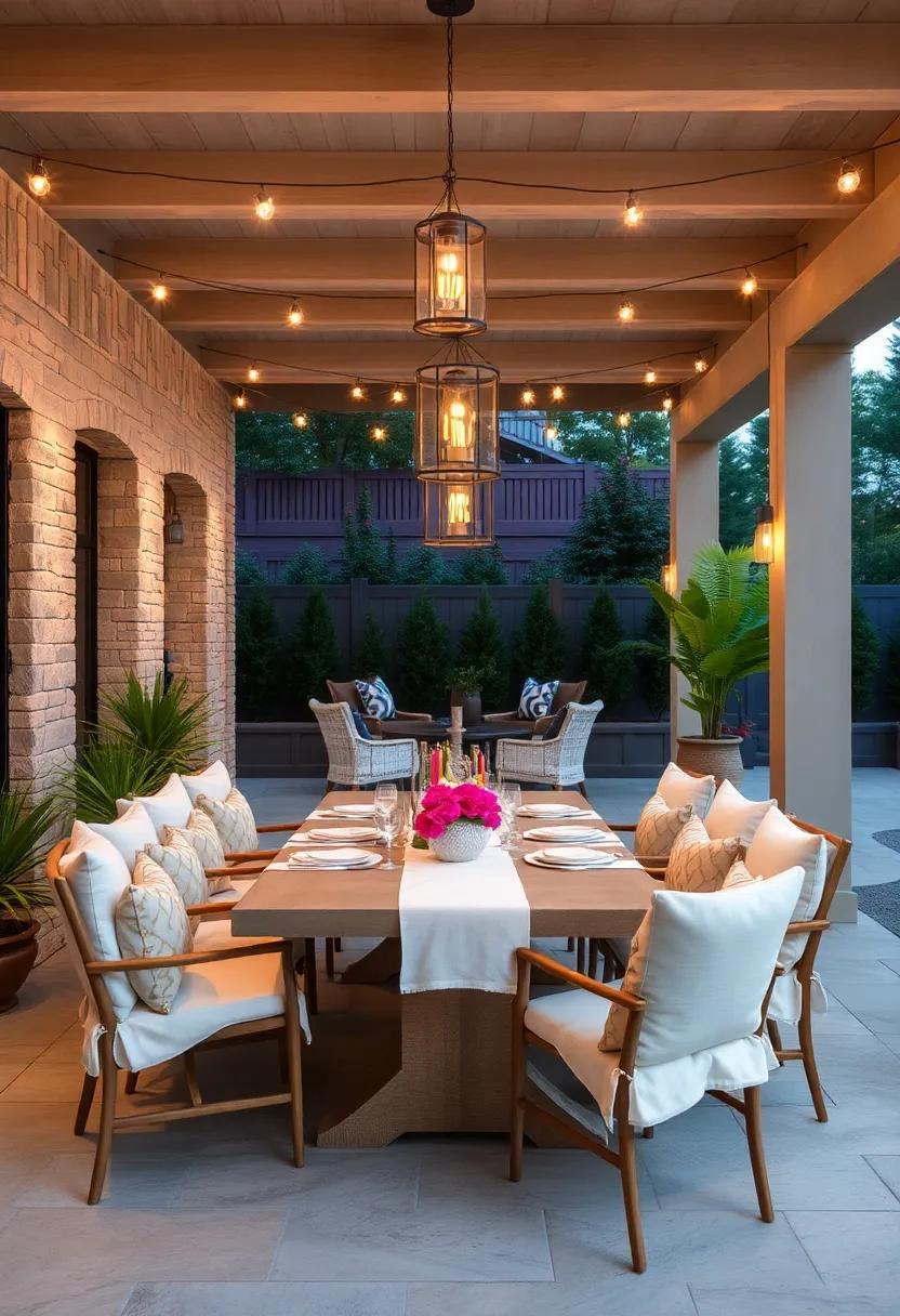 Ambient ‌Lighting: Incorporate twinkling string‌ lights or⁣ lanterns ⁢overhead to transform your‍ outdoor space into a magical dining‌ retreat after sunset