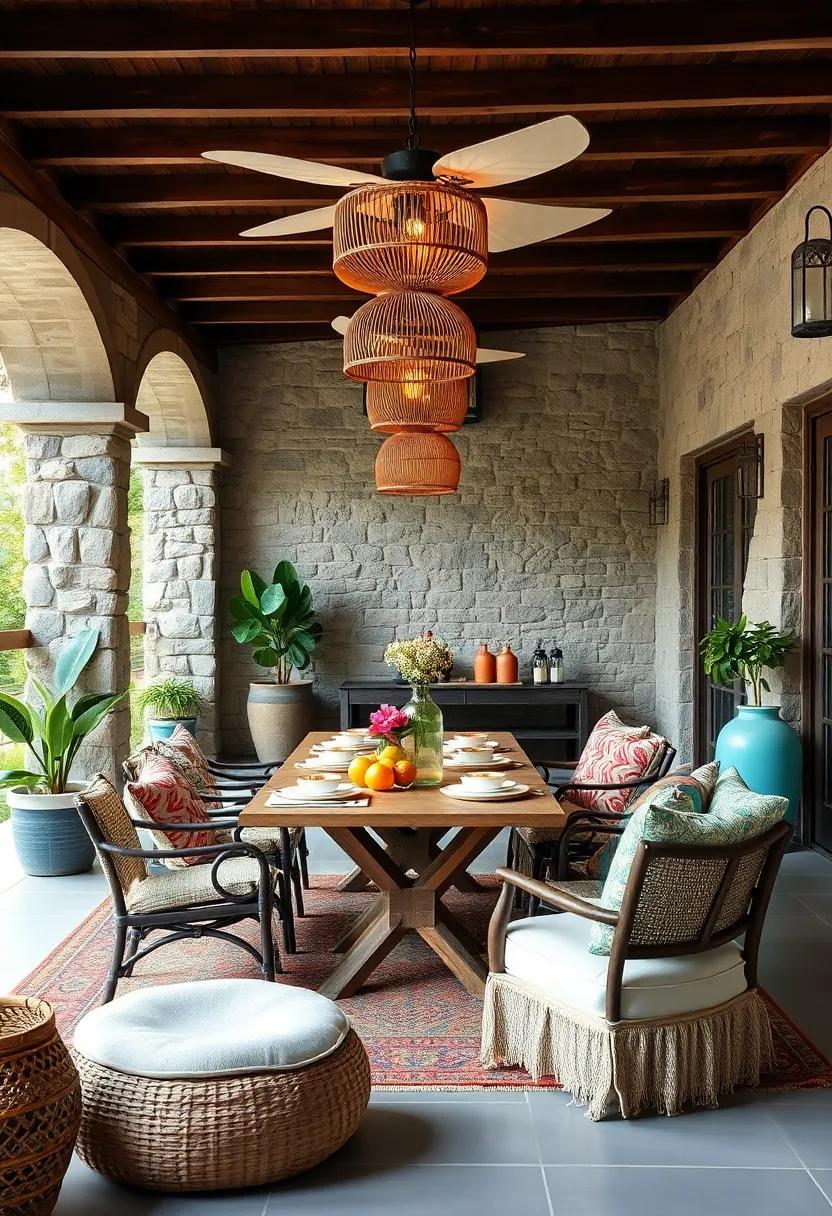 Bohemian Bliss: Layer ⁢different textiles, patterns,‌ and textures for a laid-back, boho-inspired​ outdoor‍ dining area that's⁣ perfect for summer‌ gatherings