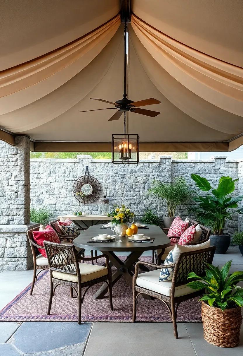 Chic ‍Canopy:⁣ Install a stylish gazebo or a fabric canopy for protection against the elements while ​adding a touch of​ elegance to your outdoor ⁢dining set-up