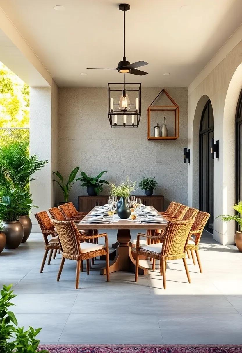 Formal Elegance: Create a refined outdoor dining space with a classic dining set,elegant tableware,and‌ lush greenery to‌ bring sophistication to your meals al fresco